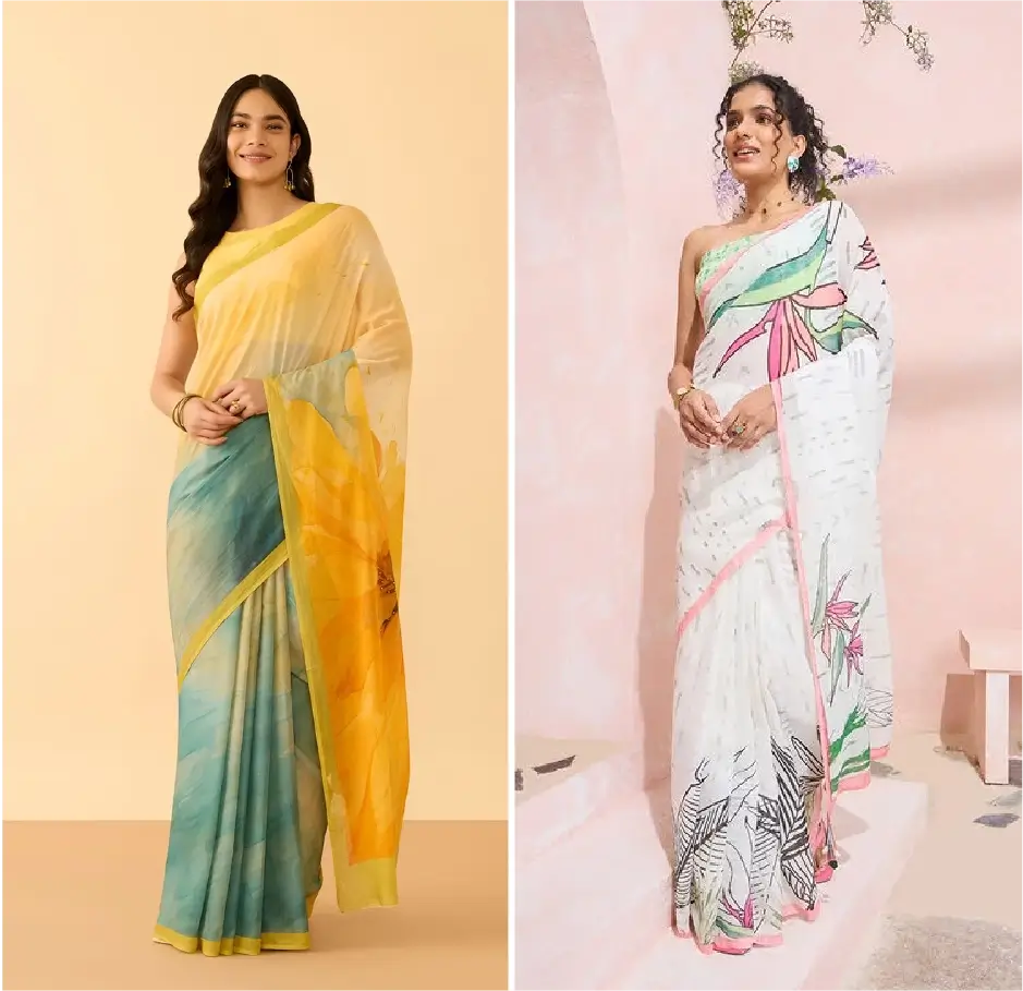 Georgette and Crepe Printed Sarees