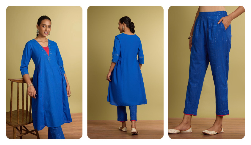 Viscose Cotton Mukaish Kurta Set