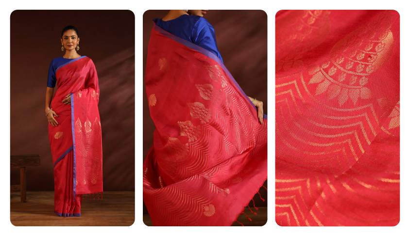 Vibrant Red South Silk Saree 