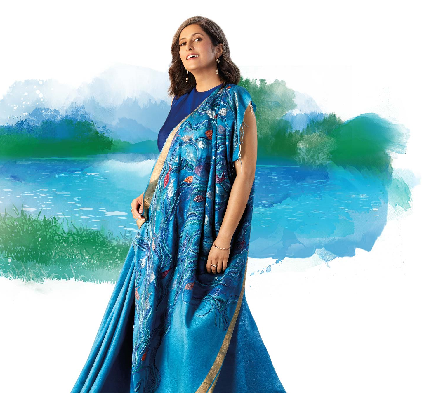 blue Bhoogol collection saree