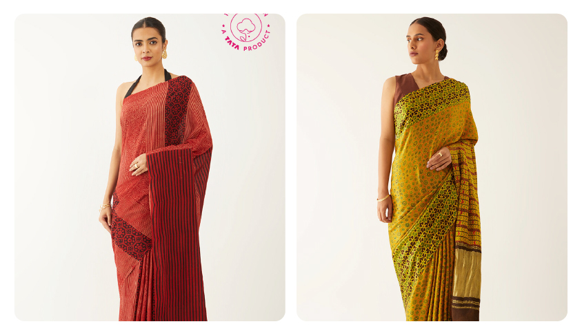 Ajrakh Sarees By Taneira