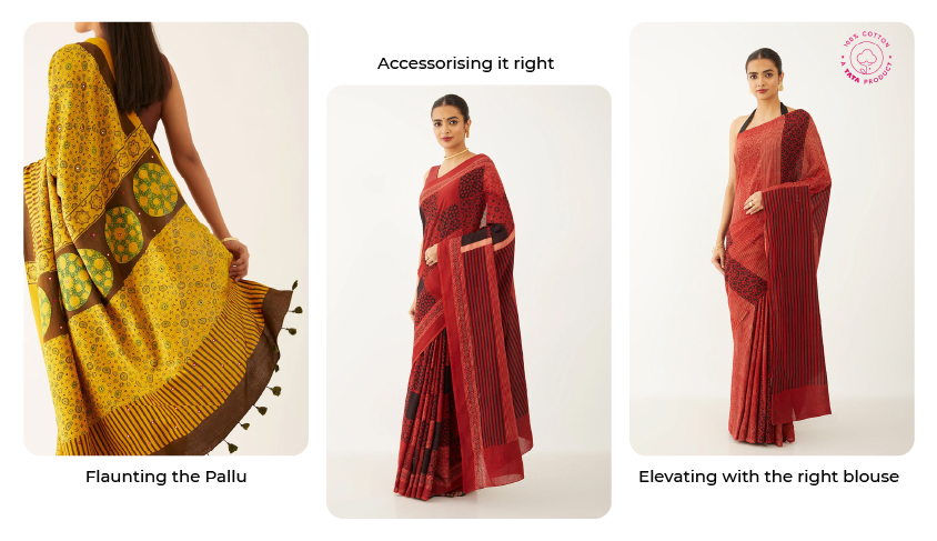 Ajrakh Sarees By Taneira