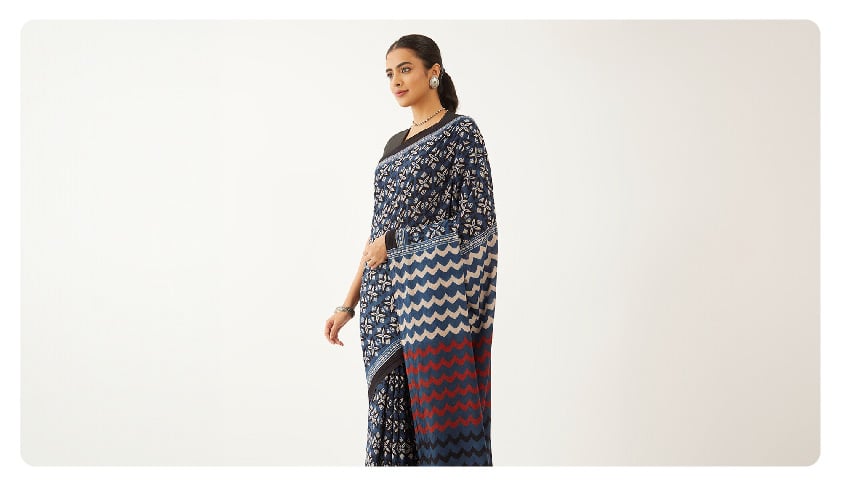 How Indigo Block Print Sarees Became a Fashion Trend - Taneira