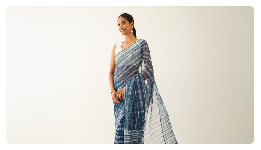 How Indigo Block Print Sarees Became a Fashion Trend - Taneira