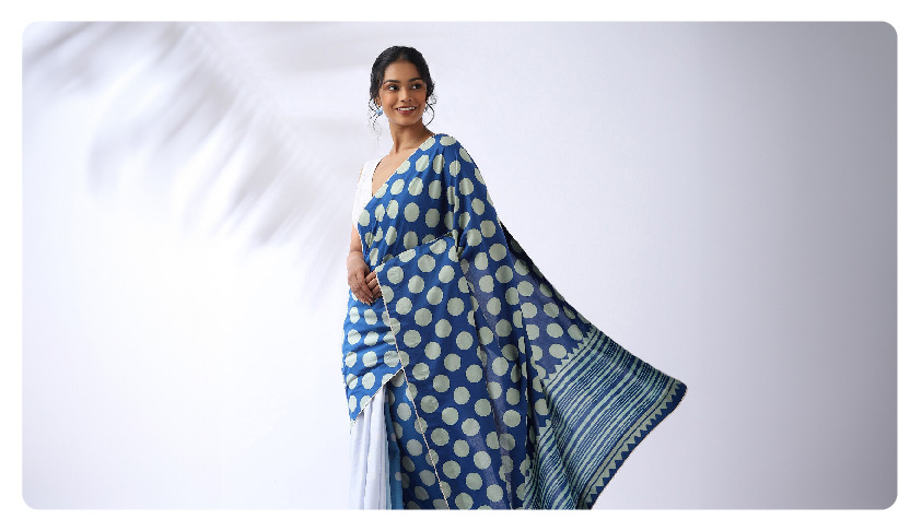 How Indigo Block Print Sarees Became a Fashion Trend - Taneira