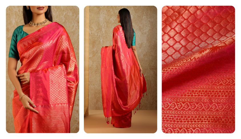 Elegant South Indian Engagement Saree Styles for Brides | Taneira
