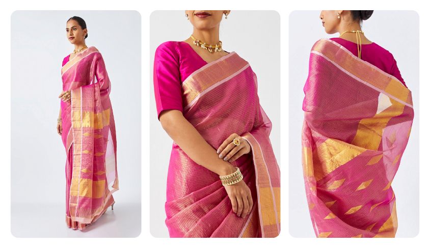 Elegant South Indian Engagement Saree Styles for Brides | Taneira