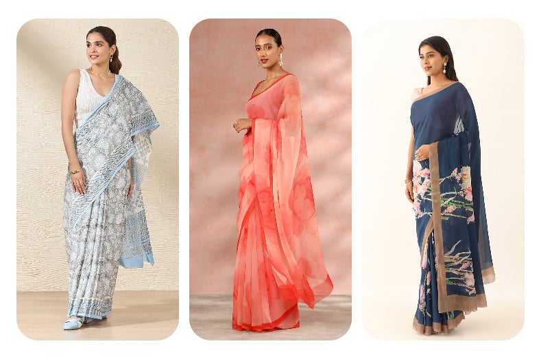 Types of FLoral Sarees By Taneira