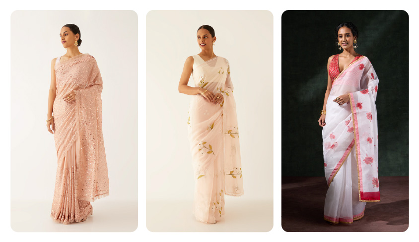 The Pastel Organza Saree – Soft and Subtle Romance