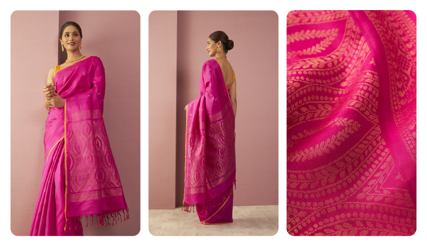 Graceful Pink Woven Soft Silk Saree