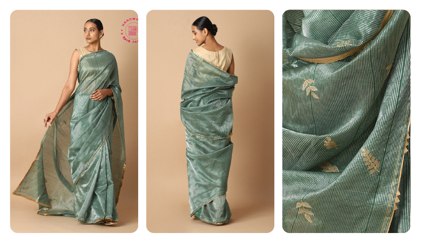 Exquisite Tissue Silk Embroidered Saree Regal Silk Tissue Brocade Banarasi Saree