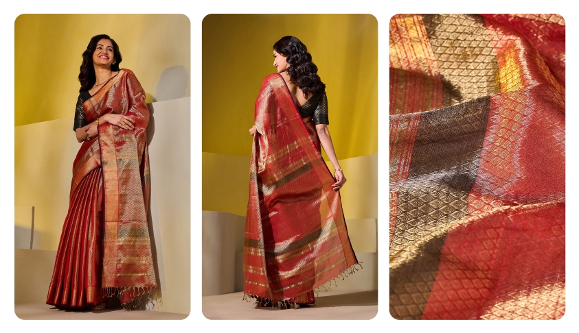Brocade Silk Cotton Maheshwari Saree