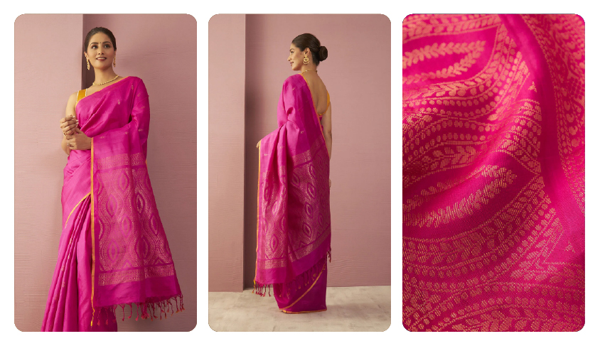 Pink Woven South Silk Saree