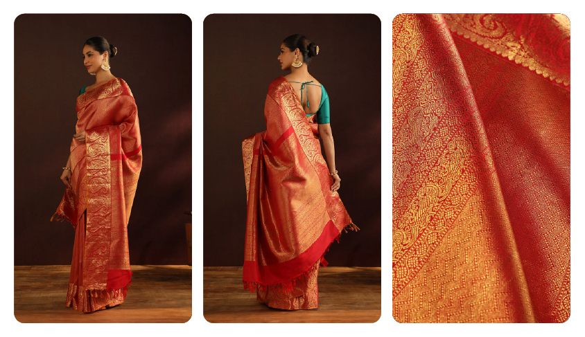 Red Woven Pure Silk Kanjivaram Saree