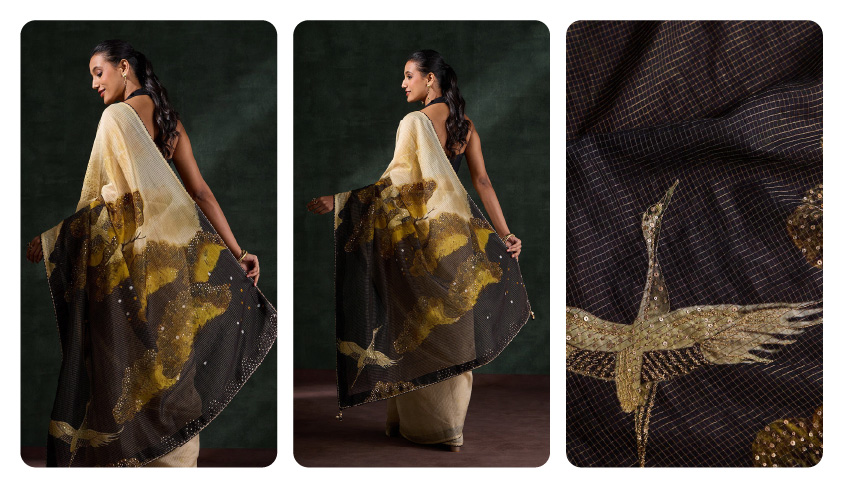 Beige Pure Silk Cotton Embroidered Saree