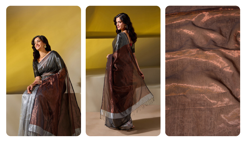 Charming Silk Tissue Maheshwari Saree 