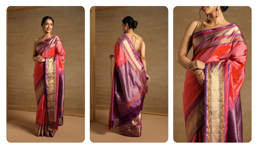 Pink South Pure Silk Woven Saree 