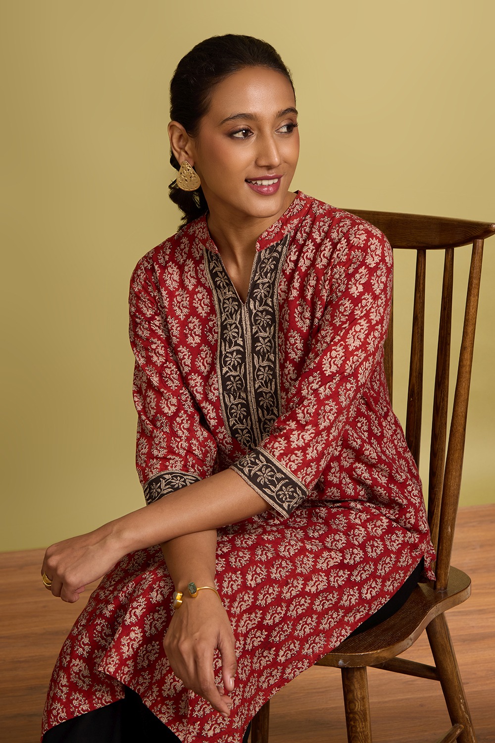 Grey - Block Printed Cotton Straight Bagru Kurta 04 main image 0
