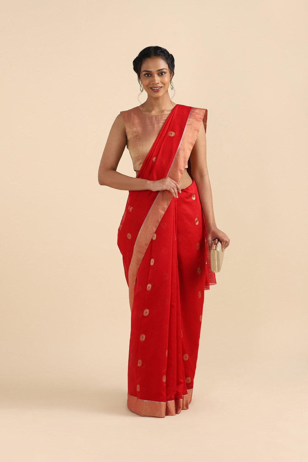 Red Pure Silk Cotton Chanderi Saree